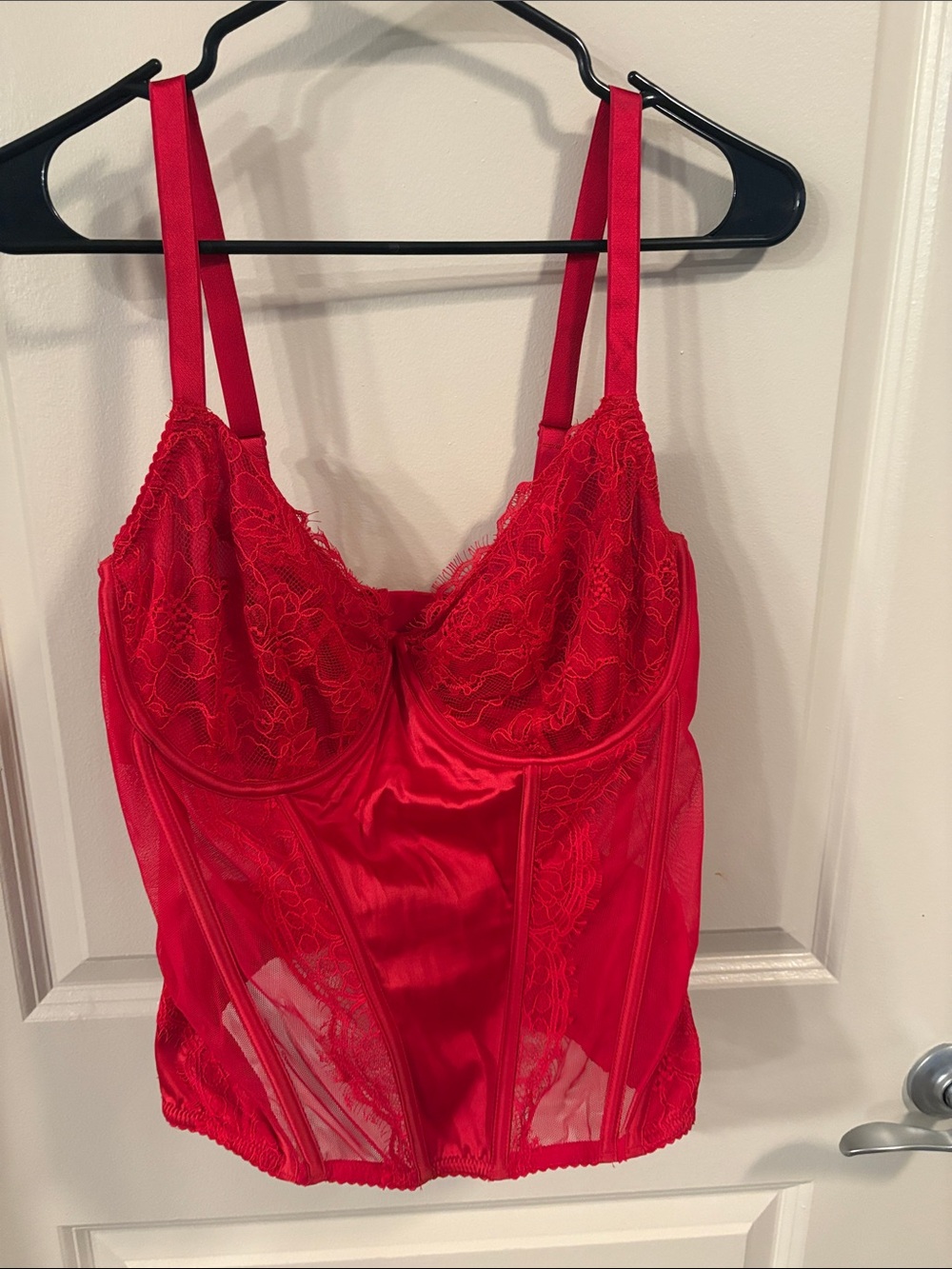 Victoria’s Secret Red Lace & Satin Longline Bustier Camisole - Women Intimates